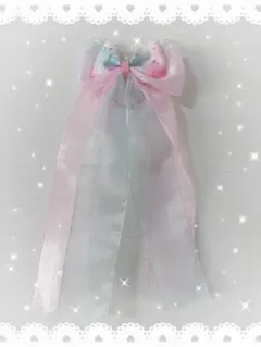 ハンドメイド✳︎リボン ヘアゴム　ピンク 水色