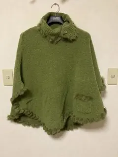 1日まで年末年始セールvia faburricaラビットファーオリーブポンチョ