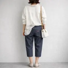 ザショップティーケー［M］美品◎大人カジュアル◎薄手◎コットン混クロップドパンツ