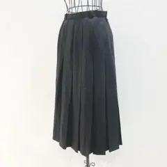 レリアン プリーツスカート 黒 無地 毛100% シンプル 上品 フェミニン