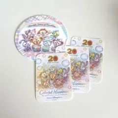 【非売品】ディズニー ダッフィー 20周年 カラフルハピネス コースター シール