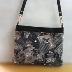 ハンドメイド サコッシュ デニム風 スター柄