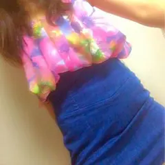 バックリボン花柄タンク