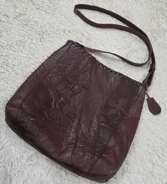 IBIZA イビザ◆レザー 花柄 ショルダーバッグ ブラウン 本革 斜め掛け