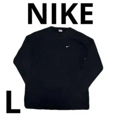 ゆ153★値下げNIKE 長袖 Tシャツ ロンT ワンポイントロゴ 刺繍ブラック