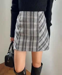 ナイスクラップ NICE CLAUP チェックミニスカート ボトムス グレーのサムネイル