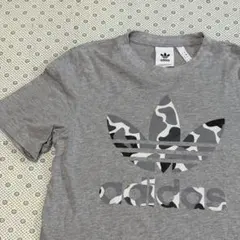 ☆アディダス　でかロゴ　カモフラ　トレフォイル　コットン　半袖Tシャツ　M