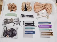 ヘアアクセサリー各種　20点セット　ブルー・寒色系多め クリップ・ヘアピンなど