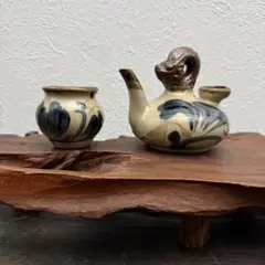末吉窯 壺屋焼 龍頭一口カラカラ　　　　　　やちむん 酒器 お猪口 セット