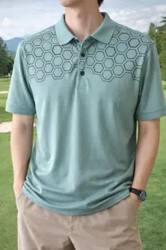 アディダス ゴルフ ポロシャツ M(L) CLIMACOOL ハニカム柄 メンズ