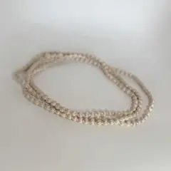 【美品】CITRUS シルクボール ロングネックレス ナチュラルベージュ 3連可