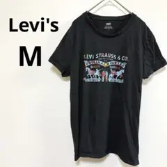 希少デザイン リーバイス 花柄 ツーホースロゴ Tシャツ M 黒