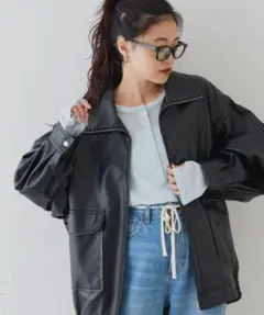 CIAOPANIC TYPY　フェイクレザー2WAYスタンドブルゾン