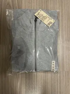 無印良品　洗える畦編みフルジップカーディガン　グレー　Mサイズ