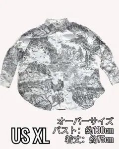 H&M 風景画プリント オーバーサイズシャツ XLサイズのサムネイル