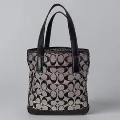 COACH コーチ　6092 シグネチャー ジャガード レザー トート　黒