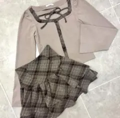 evelyn チェックカットセットアップ