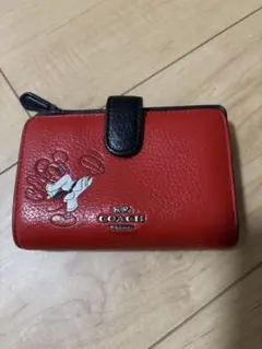 COACH コーチ ミッキーマウス 二つ折り財布 レッド ディズニーのサムネイル