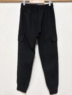 ブラックカーゴパンツ ゴムウエスト 4ポケット