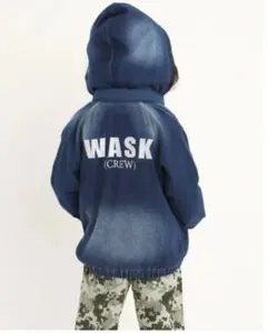 【WASK ワスク】 フード付き デニムニット パーカー 140cm