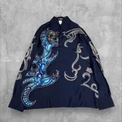 GIANNI VERSACE シルク100％長袖シャツ ネイビー 50のサムネイル