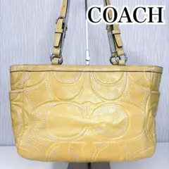 コーチ　COACH トートバッグ　ショルダーバッグ　エナメル　イエロー　肩がけ