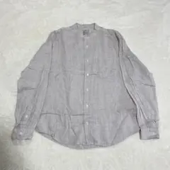 無印良品 MUJI リネンシャツ バンドカラー 長袖 麻100% ナチュラル M