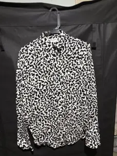 Saint Laurent Paris プリント シルク 比翼シャツ ホワイト