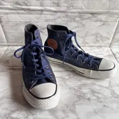 未使用✨Converseオールスターデニムハイカットレザーパッチネイビーデニム