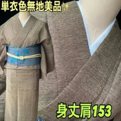色無地 着物 袷 茶色 ブラウン 紋入 裄65.5 Ｍ～Ｌ 新古品 sn1861 色無地 着物 袷 茶色 ブラウン 紋入 裄65.5 M～L 新古品 sn1861