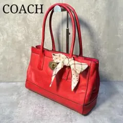 希少カラー☆ COACH ショルダーバッグ 柄リボン付 ターンロック 12480