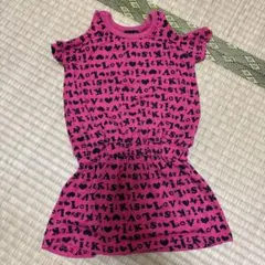 ピンク 文字柄 ワンピース 90cm