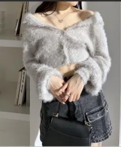 Heather セーラーニットカーディガン　グレー