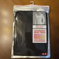 ユニクロ　HEATTECH 黒UネックT八分袖(レディースL)