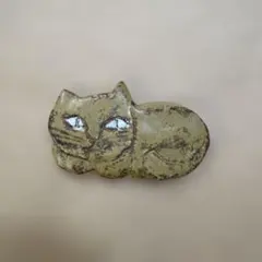 ペーパーウェイト 置物 工芸品ストーンアート 猫石 ターコイズブルー