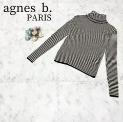 アニエスベー＊毛 ウール100% ボーダー タートルネック 長袖 リブニット 2