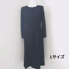 ブラックフォーマルセレモニーワンピース　袖シフォン　日本製イギン　Lサイズ春夏秋