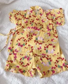 1度着用フルーツ柄 甚平 70cm 黄色