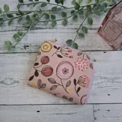 【ハンドメイド】L字ファスナーミニ財布花柄ピンク小銭入れウォレットおしゃれ