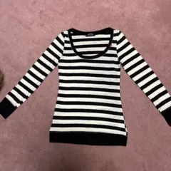 one way ストライプ 長袖ニット Fサイズ