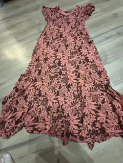 フラワープリント ロングワンピース M