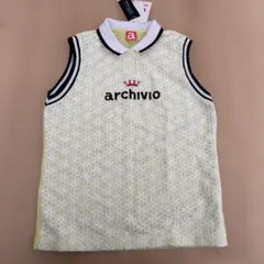 新品アルチビオ アシメ襟 ノースリーブゴルフシャツ Mレディースゴルフ