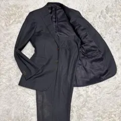 【BEAMS F】ビジネススーツ セットアップ ストライプ 日本製 ブラック L