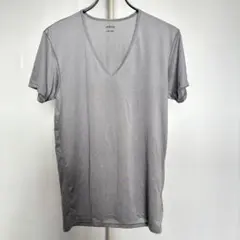 ユニクロUNIQLO エアリズムVネックT（M）ライトグレー系　インナー　半袖