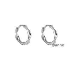 ピアス ツイスト フープ 男女兼用 韓国風 新品 ステンレス シルバー