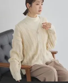 earthmusic＆ecology　チュールニットカーディガン