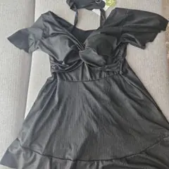 ブラックフリルスリーブワンピース水着
