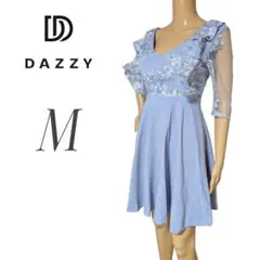 dazzy store　花柄刺繍レース　七分袖　フレア　ミニ　キャバドレス