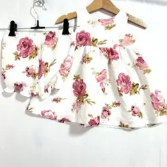 【新品タグ付き】華やかローズ柄 セットアップ 80cm 結婚式 お呼ばれに