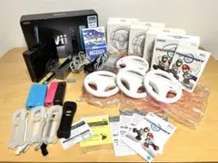 Wii本体セット リモコン4本 マリカー付